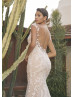 Cap Sleeves Ivory Lace Tulle Sexy Glitter Wedding Dress